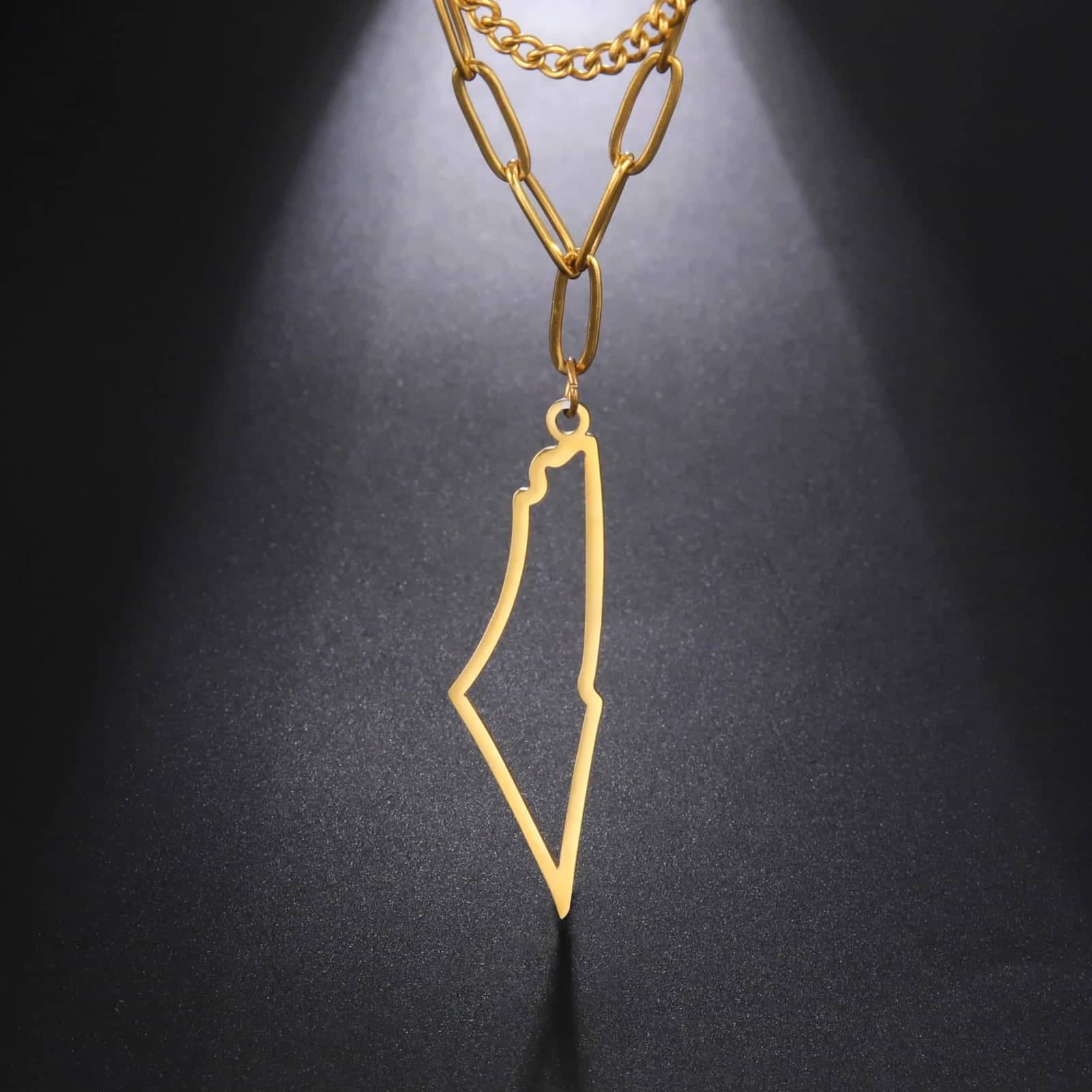 Collier carte de Palestine contour – doré